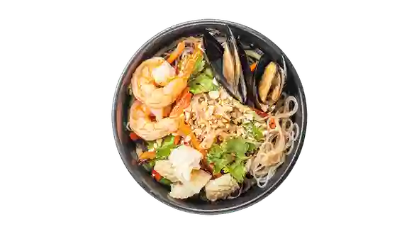 Страва Салат з холодною рисовою локшиною та морепродуктами меню Bowl&Rice Салат з холодною рисовою локшиною та морепродуктами меню Bowl&Rice